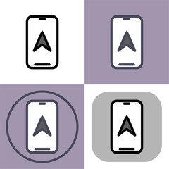 This versatile icon depicts a smartphone screen displaying a navigation arrow- ideal for apps related to GPS- location services- and travel. Its clean design works well across various platforms.