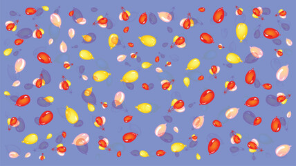 Colorful confetti scattered across a vibrant blue background festive celebration