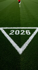 Obraz premium 2026 Soccer Field Corner with Flag