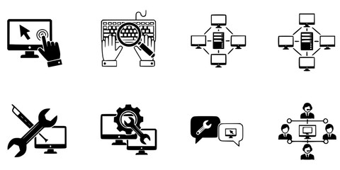 Remote Desktop Access IT Support Vector Silhouette