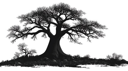 Romantic scene under baobab tree high resolution picture
