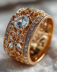 Royal engagement ring with round cut brilliant high resolution picture