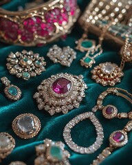Royal jewelry set crafted with precious gemstones high resolution picture