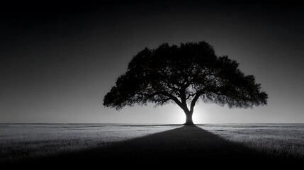 Rural field lone tree high resolution picture
