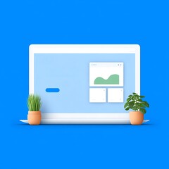 Modern Laptop Dashboard Mockup with Plants Clean SaaS Web Interface