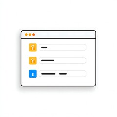 Secure Login Interface Illustration with Password Fields and Lock Icons on Clean White Background