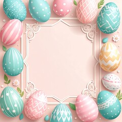 Easter Eggs Frame Border with Copy Space.