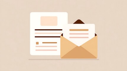 Business Letter and Open Envelope Illustration Corporate Mail Communication