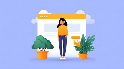 User Profile Illustration with Website Interface Modern UI Concept