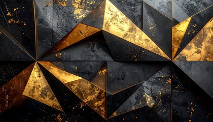 Luxury Gold Geometric Pattern on Black Background.