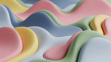 Obraz premium Abstract pastel-colored waves creating a soft, undulating landscape with a gentle, dreamy aesthetic.