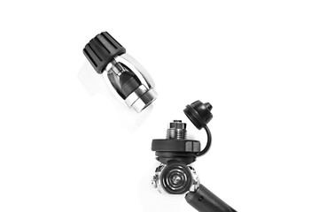 DIN to Int adaptor for regulator first stage isolated on white background