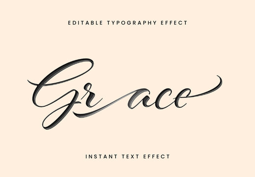Black And Gray Hand-Lettered Ribbon Script Text Effect Swirly Elegant Font