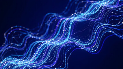 Glowing blue light trails on dark background