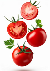 fresh ripe tomato on white background