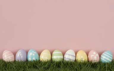 Happy easter sunday celebration with colorful eggs on grass