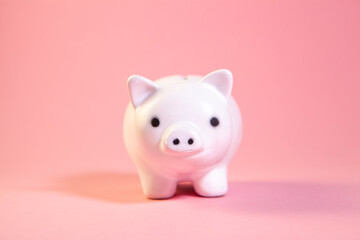 Piggy bank on pink background. The concept of saving money.