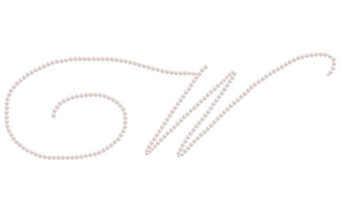 White Pearls Alphabet Letter W Luxury Text Design Vector Illustration.