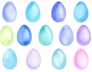 Watercolor Easter Eggs in Pastel Colors.