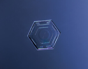 Natural snowflake crystal in blue background