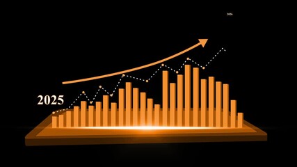 Futuristic Growth Projection on Digital Tablet 2025 to 2026 Animation