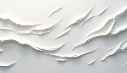Abstract white textured background with sculpted waves. Minimalist design with organic shapes and smooth curves creates subtle depth and shadow play. Elegant neutral backdrop.