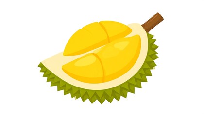 Durian Fruit Illustration with Green Spiky Skin.