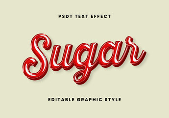 Red And White High Gloss Candy Text Effect Shiny Script Font