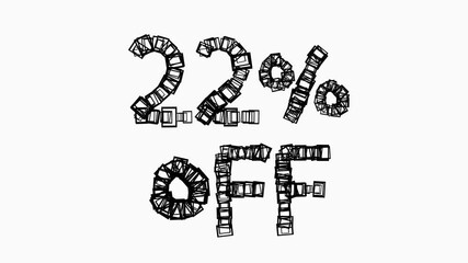 Black 22 Percent Off Animation On White Background For Sale And Business Concept 