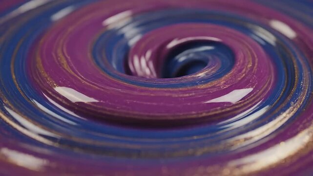 Mesmerizing Swirl of Purple and Blue Paint in a Vortex Motion.