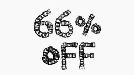 Black 66 Percent Off Animation On White Background For Sale And Business Concept 