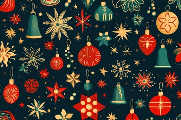 Holiday winter seamless flat ornament background