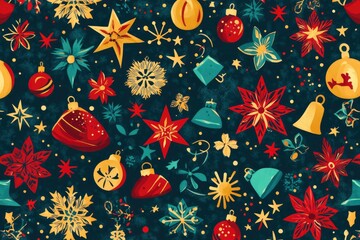 Holiday winter seamless flat ornament background