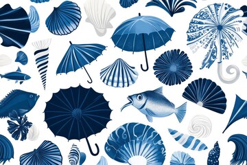 Summer seaside seamless ornament pattern in marine tones
