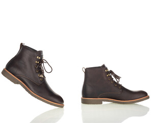 Mens Brown Leather Lace Up Boots