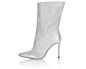 Silver Glitter High Heel Stiletto Boot