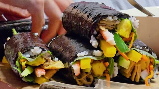Seoul, South Korea - Dec 2 2024 : Korean traditional kimbap