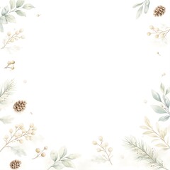 Obraz premium Soft watercolor botanical frame with green leaves and copy space 