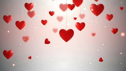 Romantic valentine's day background with floating red hearts