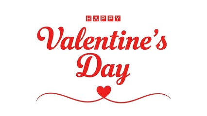 Valentine's day greeting with red heart and ribbon