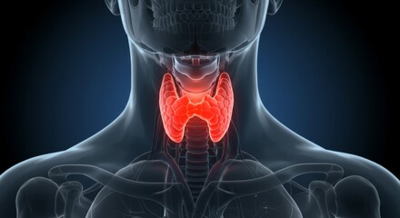 Biology education image featuring the thyroid organ inside a silhouette.