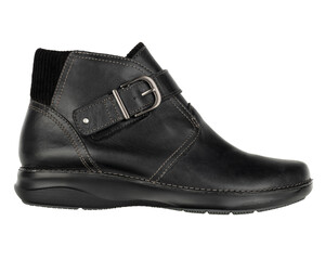 Black Leather Comfort Walking Shoe Buckle