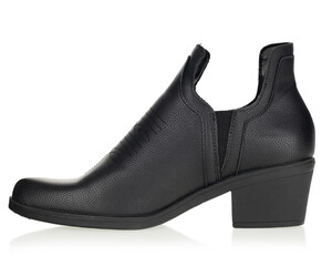 Black Pebbled Leather Womans Ankle Boot