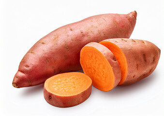 raw batata isolated on white background close up.