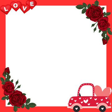 valentine day frame social media post 1:1 with transparent background template