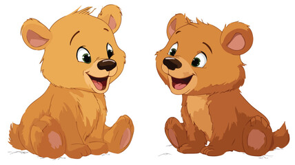 Obraz premium Adorable Baby Bear Cartoon Vector Illustration on White Background