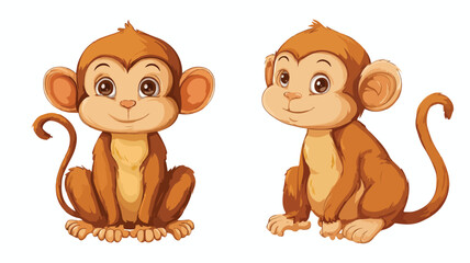 Obraz premium Adorable Cartoon Monkey Vector for Kids Design Projects on White Background