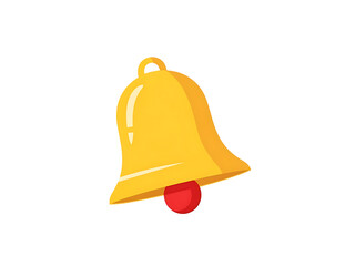 Golden bell with red clapper isolated on transparent background