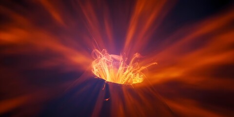 Vibrant orange explosion with dynamic light rays and energy burst