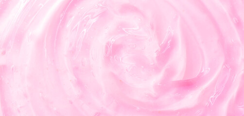 Cosmetic gel, serum transparent sample. Liquid cream with bubble texture. Gel texture of a cosmetic...